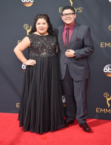 Raini Rodriguez and Rico Rodriguez on the red carpet at the 2016 Primetime Emmys. 
