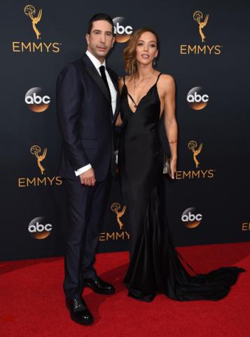 David Schwimmer and Zoe Buckman on the red carpet at the 2016 Primetime Emmys. 