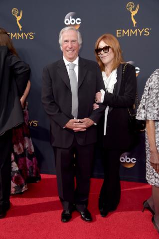 Henry Winkler and Stacey Weitzman on the red carpet at the 2016 Primetime Emmys. 