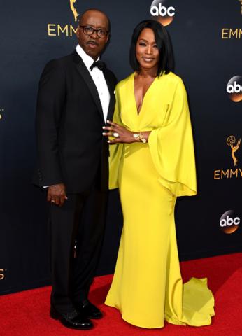Courtney B. Vance and Angela Bassett on the red carpet at the 2016 Primetime Emmys. 
