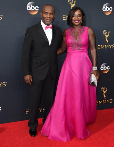 Julius Tennon and Viola Davis on the red carpet at the 2016 Primetime Emmys. 