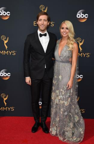 Thomas Middleditch and Mollie Gates on the red carpet at the 2016 Primetime Emmys.