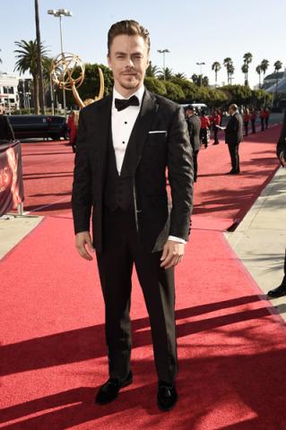 Derek Hough on the red carpet at the 2016 Primetime Emmys.