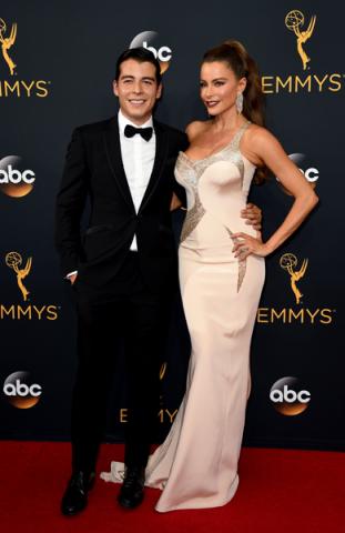 Manolo Gonzalez-Ripoll Vergara and Sofia Vergara on the red carpet at the 2016 Primetime Emmys. 
