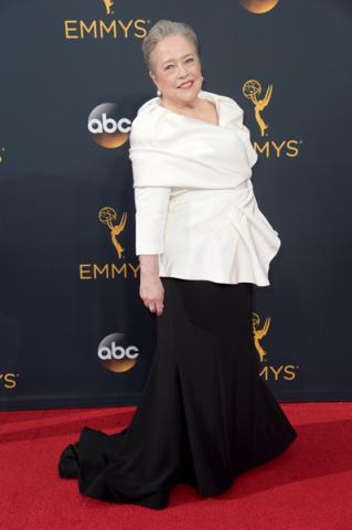 Kathy Bates on the red carpet at the 2016 Primetime Emmys.