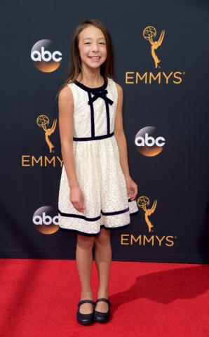 Aubrey Anderson-Emmons on the red carpet at the 2016 Primetime Emmys.