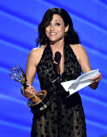 Julia Louis-Dreyfus accepts her award at the 2016 Primetime Emmys.