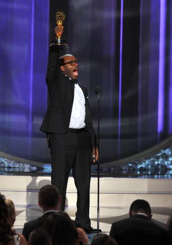 Courtney B. Vance accepts his award at the 2016 Primetime Emmys.