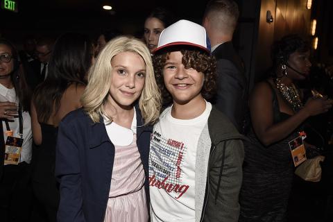 Millie Bobby Brown and Gaten Matarazzo at the 2016 Primetime Emmys.