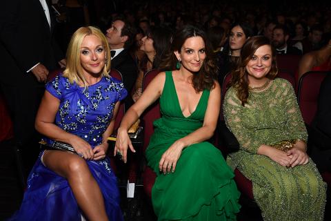 Jane Krakowski, Tina Fey and Amy Poehler at the 2016 Primetime Emmys.