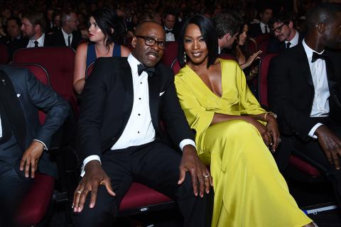 Courtney B. Vance and Angela Bassett in the audience at the 2016 Primetime Emmys.