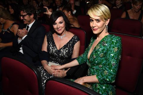 Marcia Clark and Sarah Paulson at the 2016 Primetime Emmys.