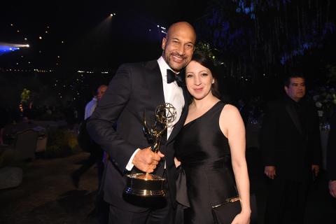 Keegan-Michael Key and Elisa Pugliese at the 68th Emmys Governors Ball.