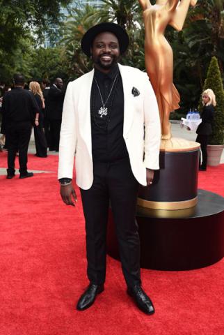 Brian Tyree Henry arrives on the red carpet at the 69th Primetime Emmy Awards.