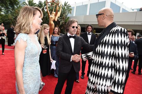 Felicity Huffman, William H. Macy, and RuPaul on the red carpet at the 2017 Primetime Emmys.