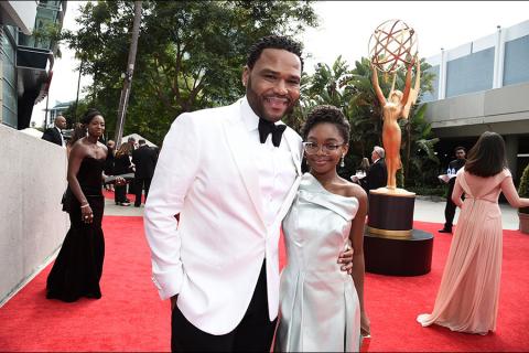 Anthony Anderson and Marsai Martin on the red carpet at the 2017 Primetime Emmys.