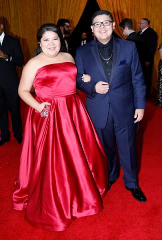 Raini Rodriguez and Rico Rodriguez on the red carpet at the 2017 Primetime Emmys. 