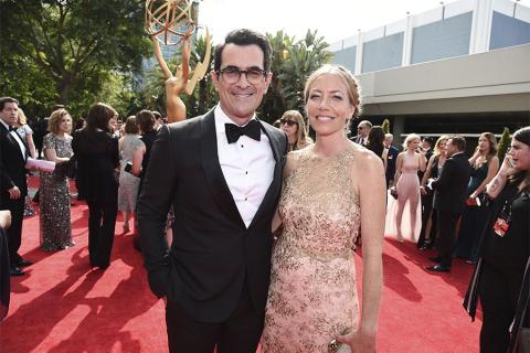 Ty Burrell and Holly Burrell on the red carpet at the 2017 Primetime Emmys.