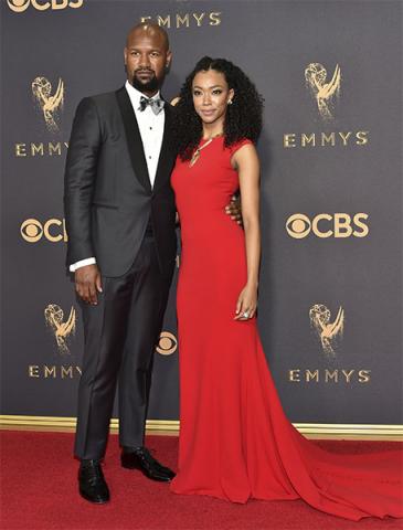 Kenric Green and Sonequa Martin-Green on the red carpet at the 2017 Primetime Emmys. 