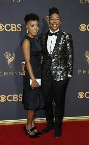 Alana Mayo and Lena Waithe on the red carpet at the 2017 Primetime Emmys. 