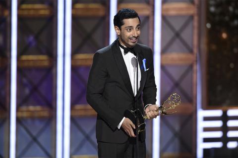 Riz Ahmed accepts his award at the 69th Primetime Emmy Awards