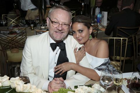 Jared Harris and Allegra Riggio at the 69th Emmys Governors Ball. 