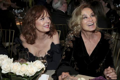 Susan Sarandon and Jessica Lange at the 69th Emmys Governors Ball. 