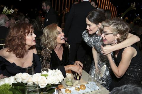 Susan Sarandon, from left, Jessica Lange, Sarah Paulson and Jackie Hoffman at the 69th Emmys Governors Ball. 