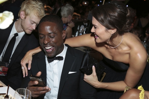 Sterling K. Brown and Mandy Moore at the 69th Emmys Governors Ball. 