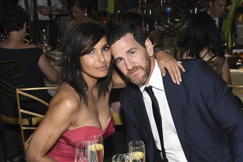Padma Lakshmi and Adam Dell at the 69th Emmy Awards Governors Ball. 