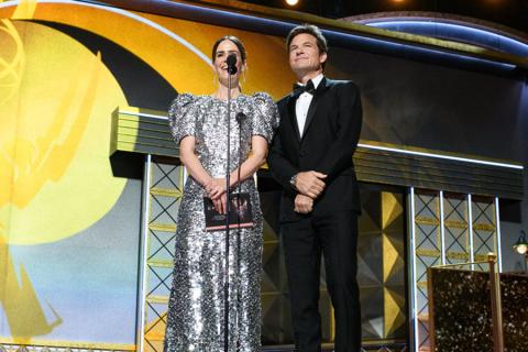 Sarah Paulson and Jason Bateman present an award at the 69th Primetime Emmys. 