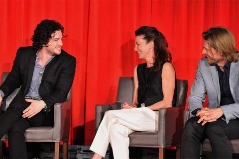 Kit Harrington, Michelle Fairley and Nikolaj Coster-Waldau onstage at An Evening with Game of Thrones.