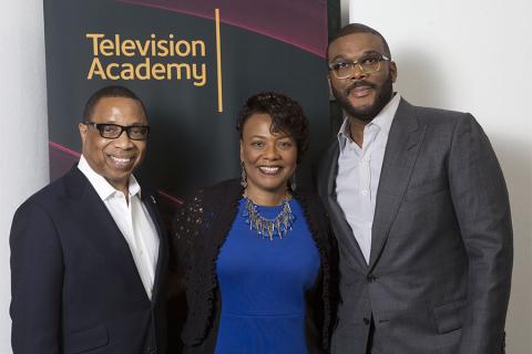 Television Academy Chairman and CEO Hayma Washington with Dr. Bernice A. King and Tyler Perry at the Television Academy's first member event in Atlanta, "A Conversation with Tyler Perry," at the Woodruff Arts Center on Thursday, May 4, 2017.