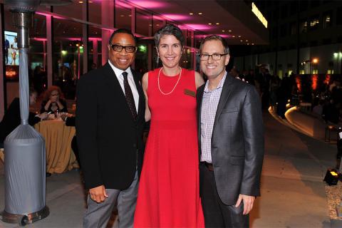 Television Academy chairman and CEO Hayma Washington, CFO Heather Cochran, and president and COO Maury McIntyre at the 38th College Television Awards presented by the Television Academy Foundation at the Saban Media Center on Wednesday, May 24, 2017, in t