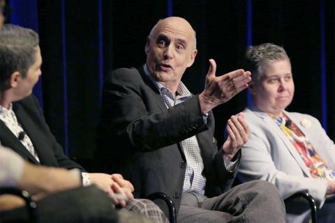 Jill Soloway, Jeffrey Tambor, and Ali Liebegott onstage at Transparent: Anatomy of an Episode, March 17, 2016 in Los Angeles.