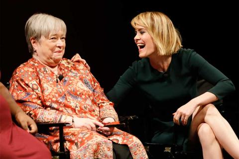 Kathy Bates and Sarah Paulson onstage at An Evening with the Women of American Horror Story in Hollywood, California.