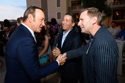 Kevin Spacey, Bruce Rosenblum and Maury McIntyre at the Performers Peer Group nominee reception.