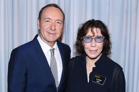 66th Primetime Emmy nominee Kevin Spacey and Television Academy governor Lily Tomlin at the Performers Peer Group nominee reception.
