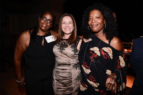 Kim Coleman, Television Academy governor Sharon Lieblein, and Leah Daniels Butler at the Casting Directors nominee reception September 10, 2015 in Los Angeles, California.