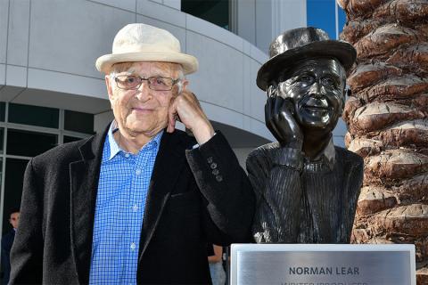 Norman Lear and friend at The Power of TV: A Conversation with Norman Lear and One Day at a Time, presented by the Television Academy Foundation and Netflix in celebration of the Foundation's 20th Anniversary of THE INTERVIEWS: An Oral History Project, on