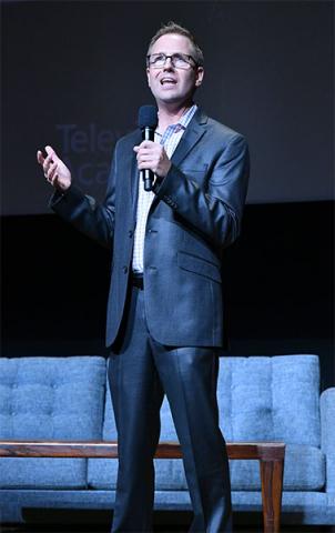 Television Academy president and COO Maury McIntyre speaks at The Rise of the Cerebral Comedy: A Conversation with Bob Newhart, presented Tuesday, Aug. 8, 2017, at the Television Academy's Wolf Theater at the Saban Media Center in North Hollywood, Califor