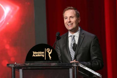 Maury McIntyre, President and COO of the Television Academy, introduces the 68th Emmy Nominations in the Wolf Theatre at the Saban Media Center, North Hollywood, California on July 14, 2016.