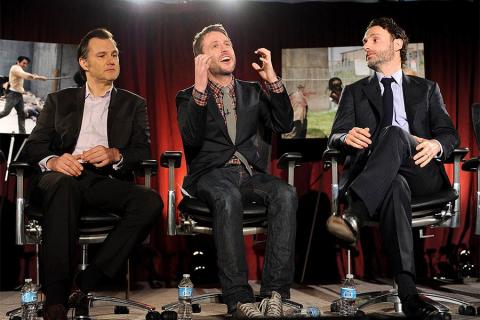 David Morrissey, moderator Chris Hardwick and Andrew Lincoln at An Evening with The Walking Dead.