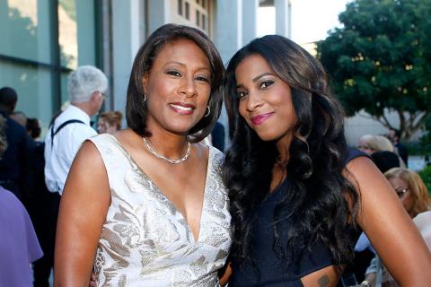Governor's Award recipient Pat Harvey and daughter Michelle Byrd at the 67th Los Angeles Area Emmy Awards July 25, 2015, at the Skirball Cultural Center in Los Angeles, California.
