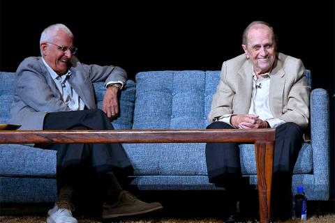 Peter Bonerz and Bob Newhart at The Rise of the Cerebral Comedy: A Conversation with Bob Newhart, presented Tuesday, Aug. 8, 2017, at the Television Academy's Wolf Theater at the Saban Media Center in North Hollywood, California. 