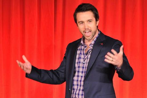 The evening's host, Rob McElhenney of It's Always Sunny in Philadelphia, onstage at An Evening with Game of Thrones.