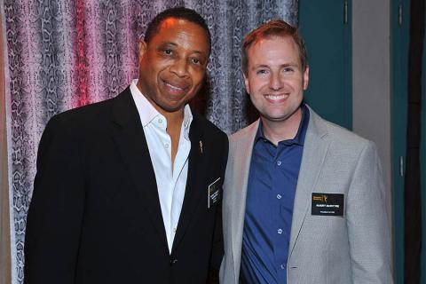 Producer Hayma Screech Washington and Television Academy President and COO Maury McIntyre at Dynamic and Diverse: A 66th Emmy Awards Celebration of Diversity at the Television Academy in North Hollywood, California.