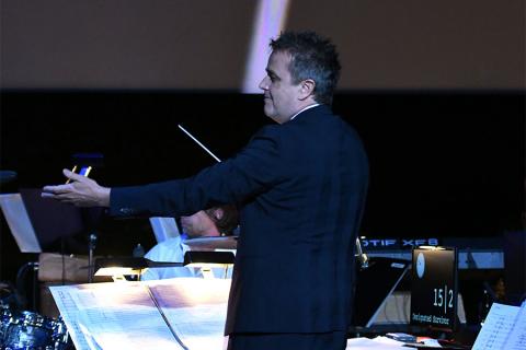 Sean Callery conducts at WORDS + MUSIC, presented Thursday, June 29, 2017 at the Television Academy's Wolf Theatre at the Saban Media Center in North Hollywood, California.