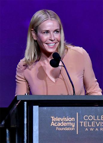 Chelsea Handler presents an award on stage at the 38th College Television Awards presented by the Television Academy Foundation at the Saban Media Center on Wednesday, May 24, 2017, in the NoHo Arts District in Los Angeles. 