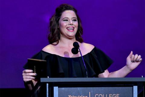 Kether Donohue presents an award on stage at the 38th College Television Awards presented by the Television Academy Foundation at the Saban Media Center on Wednesday, May 24, 2017, in the NoHo Arts District in Los Angeles. 
